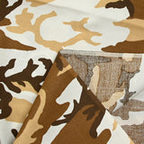 Brown and white camouflage printed cotton