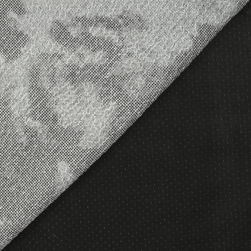 Maille texturée imprimée terre en pointillé fond gris