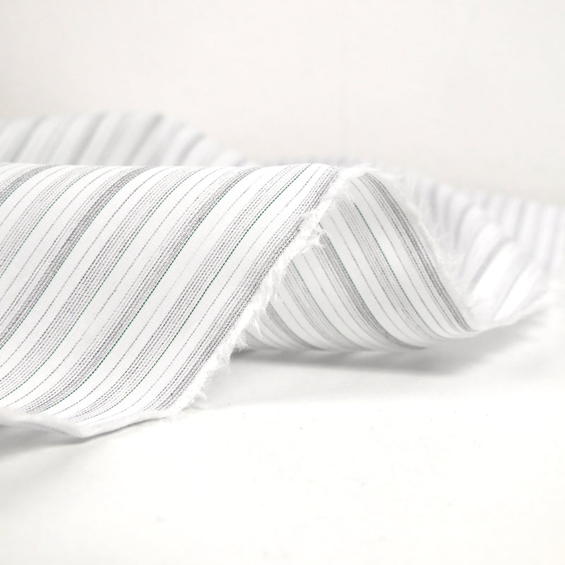 Coton tissé teint rayé gris et vert