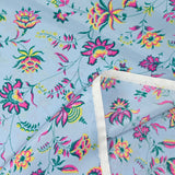 Crêpe de chine Claudia fond bleu