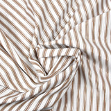 Polyester rayé marron et argent fond blanc