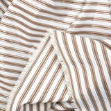 Polyester rayé marron et argent fond blanc