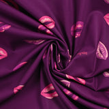 Cotton printed kiss kiss purple background