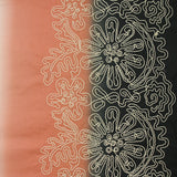 Voile de coton brodé dégradé noir, blanc et pêche