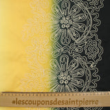 Voile de coton brodé dégradé noir, blanc et jaune