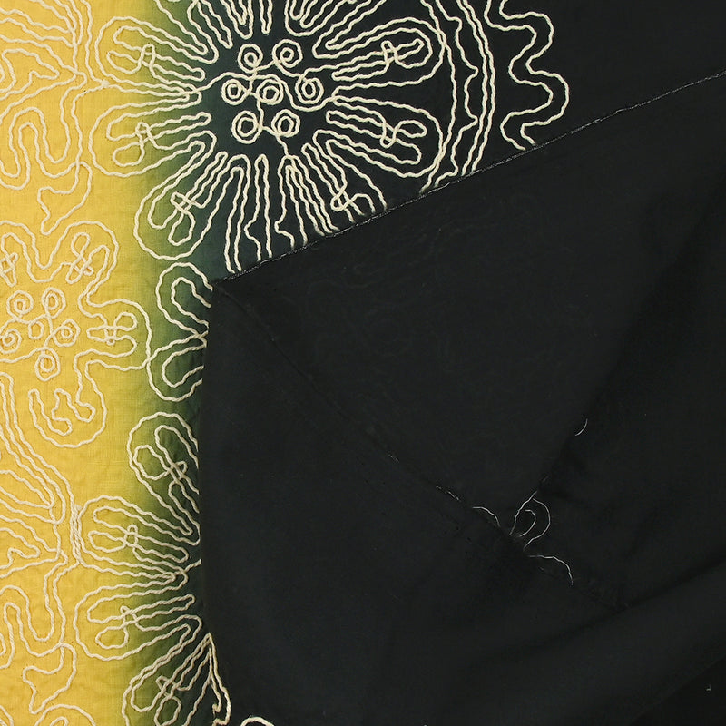 Voile de coton brodé dégradé noir, blanc et jaune