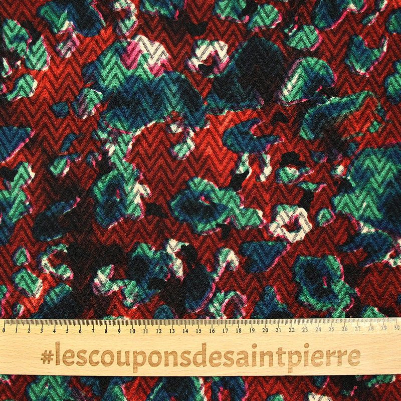 Maille chevron imprimée miraculeux fond bordeaux