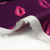 Cotton printed kiss kiss purple background