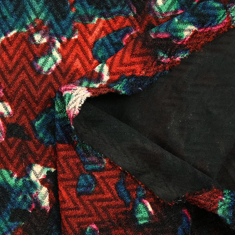 Maille chevron imprimée miraculeux fond bordeaux