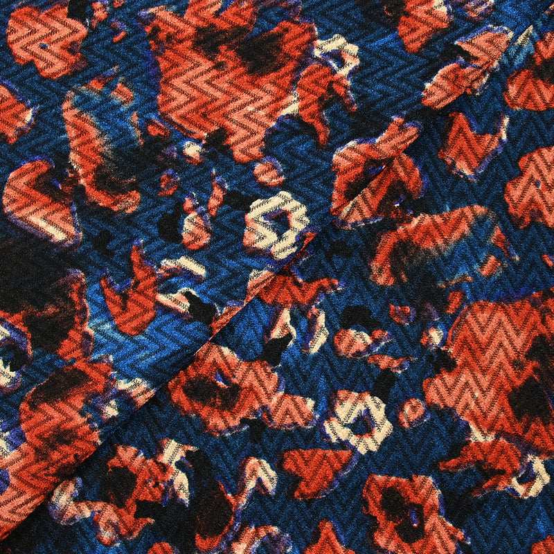 Maille chevron imprimée miraculeux fond bleu foncé