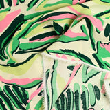 Viscose imprimée festif vert et rose