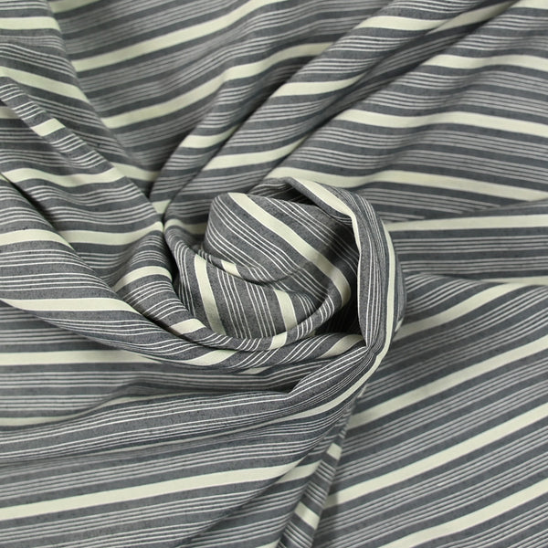 Polyviscose tissé teint rayure écru et noir
