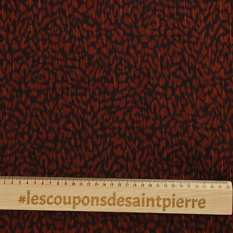 Mousseline de polyester imprimée léopard marron et noir