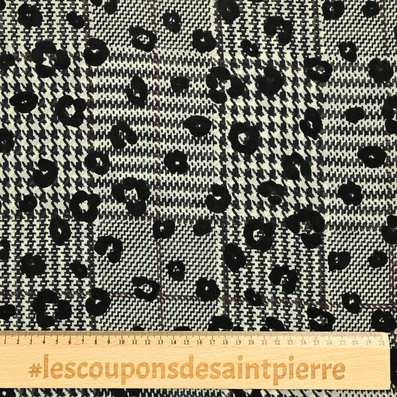 Mousseline de polyester imprimée clan et léopard noir