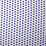 Viscose imprimée à pois 8mm indigo fond blanc