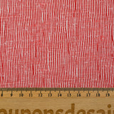 Coton doupionné effet seersucker rayé 1 mm blanc et rouge