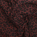 Mousseline de polyester imprimée Prince-de-galles et léopard bordeaux