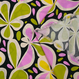 Viscose imprimée Flower Power vert et violet