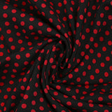 Viscose imprimée à pois 8mm rouge fond noir