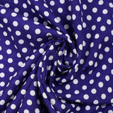 Viscose imprimée à pois 8mm blanc fond indigo