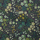 Water-repellent waterproof fabric with green floral garden print