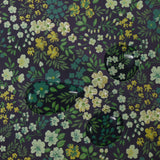 Water-repellent waterproof fabric with green floral garden print