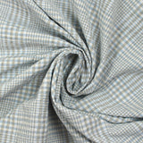 Coton à carreaux froissé ciel et taupe fond blanc