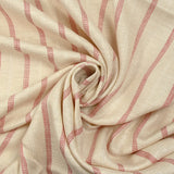 Viscose tissée-teinte rayée tomette fond écru