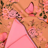 Arena de mariposa rosa estampada de crepé pesada