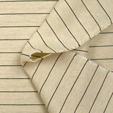 Polycoton tissé-teint rayé noir fond sable chiné