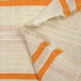Viscose et coton rayé en relief orange fond écru naturel