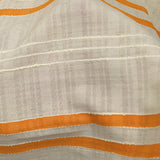 Viscose et coton rayé en relief orange fond écru naturel
