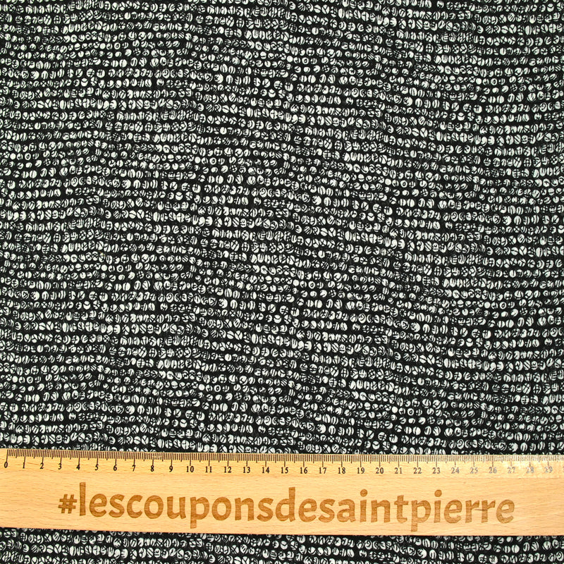 Mousseline imprimée à pois graphique fond noir