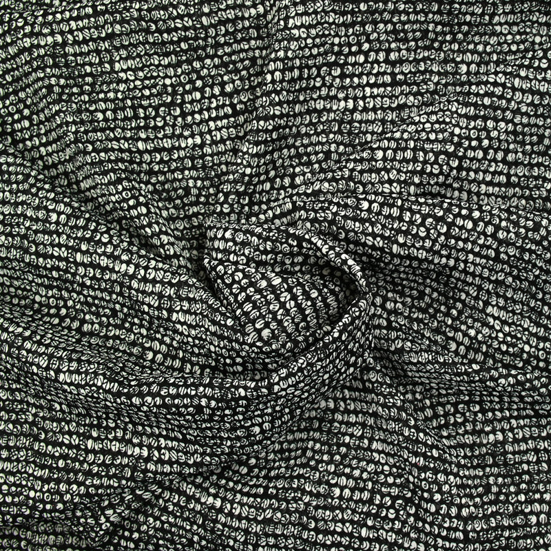 Mousseline imprimée à pois graphique fond noir