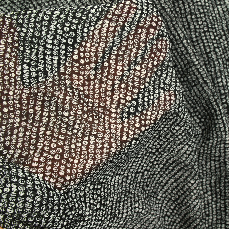 Mousseline imprimée à pois graphique fond noir