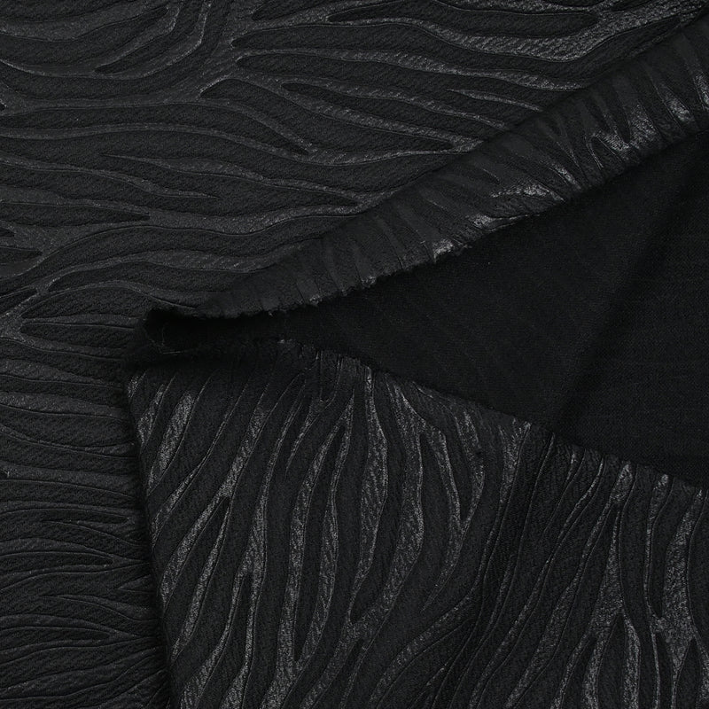 Maille de polyester fantaisie zèbre noir