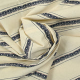 Coton jacquard Lurex rayé marine fond écru