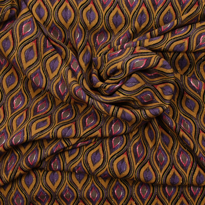 Crécon Viscose Lurex Printed Camel and Violet river river