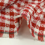 Tweed de polyester à carreaux rouge et blanc