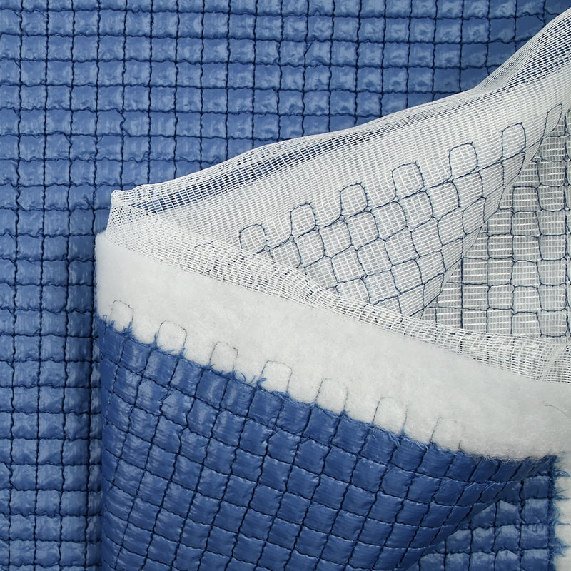 Matelassé à carreaux bleu barbeau