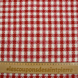 Tweed de polyester à carreaux rouge et blanc