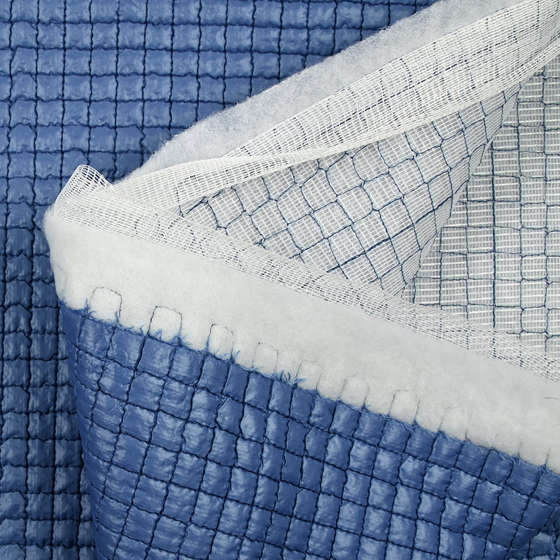Matelassé à carreaux bleu barbeau