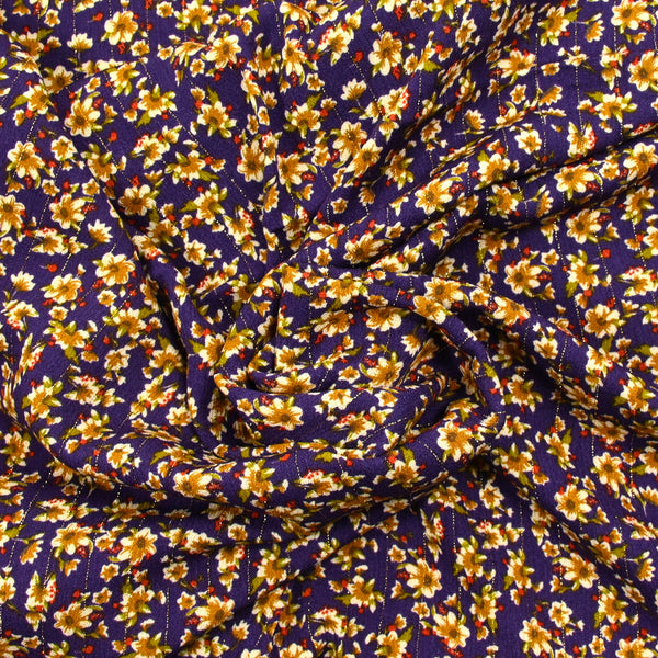 Crécon Viscose Lurex Print Carousel Flowers Purple Foundation