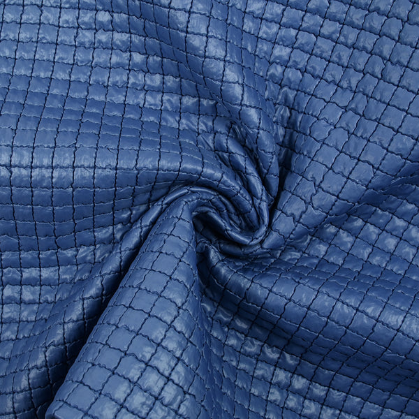 Matelassé à carreaux bleu barbeau