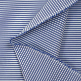 Coton élasthanne rayé 1 mm blanc fond bleu roi