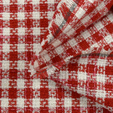 Tweed de polyester à carreaux rouge et blanc