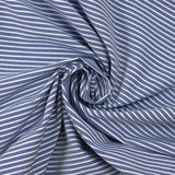 Coton élasthanne rayé 1 mm blanc fond bleu roi