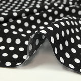Viscose imprimée à pois 8mm blanc fond noir
