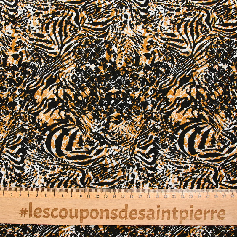 Crécon Viscose Lurex Print Wild Black And Camel