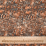 Crécon Viscose Lurex Print Wild Gray and Burnt Orange